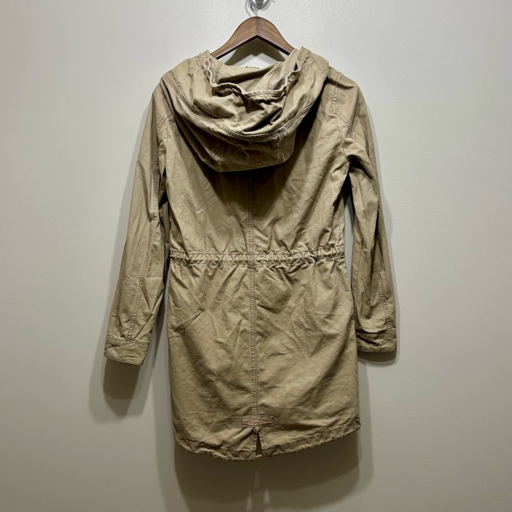 Only Tan Hooded Utility Anorak Jacket Zip Front Drawstring Waist XS - Picture 6 of 10
